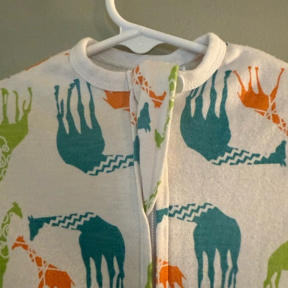 White and Orange Sleep Sack Pajamas with Playful Design - Picture 3 of 8